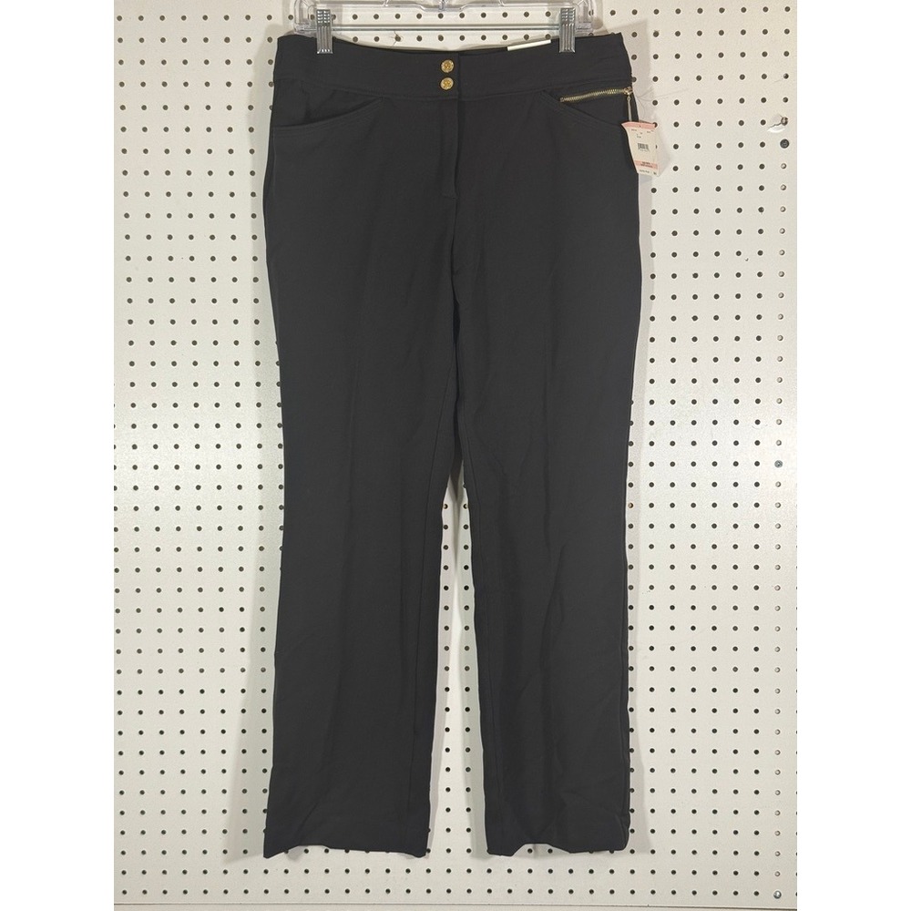 Anne Klein Black Straight Leg Dress Pants Trousers Womens 10P Petite NWT